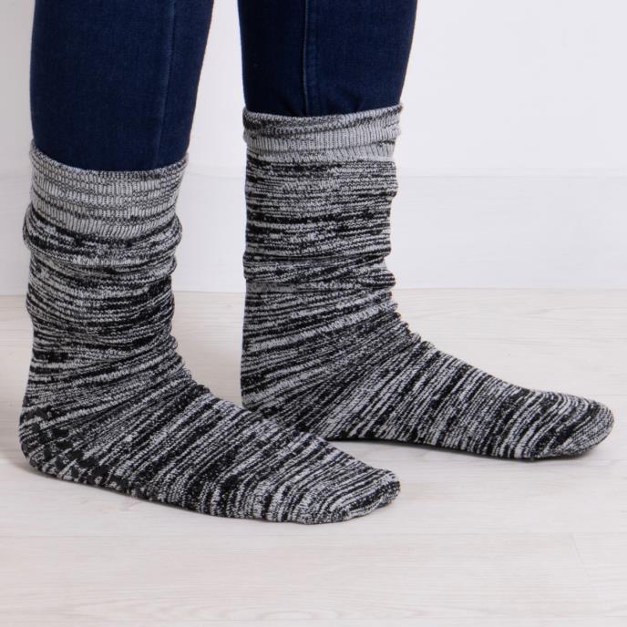 totes toasties® Mens Recycled Thermal Brushed Original Slipper Socks Black Marl